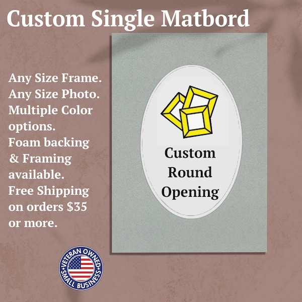 Round Matboard Opening | Single Mat | Custom Size Matting for Frame | Matting for Frame | Round Matboard