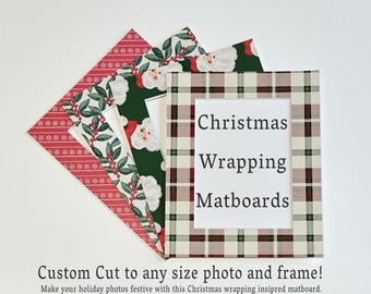 Paspartú personalizado / Paspartú para envolver regalos navideños / Marco para fotos navideñas / Paspartú navideño / Decoración con papel de regalo