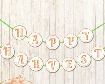 Happy Harvest Banner: Farmhouse Fall Party Decor (PDF)