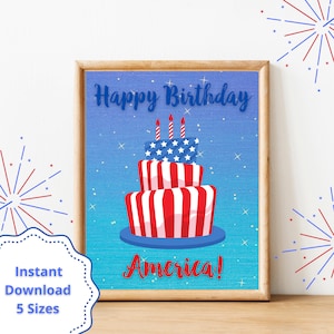 4th of July Cake Print: Patriotic Party Decor (Digital Download)