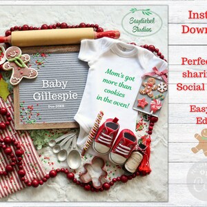 Editable Digital Christmas Pregnancy Announcement, Christmas Social Media Pregnancy Announcement, Gingerbread Pregnancy Announcement