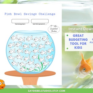 Fish Bowl Savings Challenge: Kids Budgeting Tool (Digital Download)