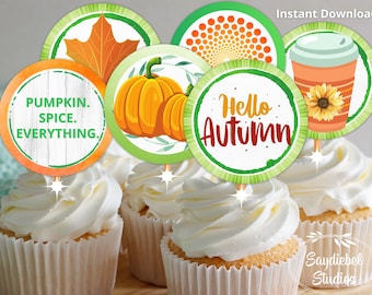 Hello Autumn Cupcake Toppers: Pumpkin Spice Decor (PDF Pattern)