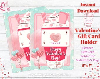 Valentines Gift Card Holder Printable, Valentine Gift Card, Valentine Gift, Valentines Gift for Friends Family or Coworker, INSTANT DOWNLOAD