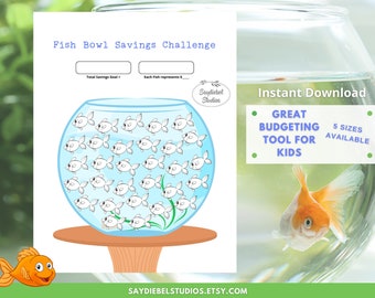 Fish Bowl Savings Challenge: Kids Budgeting Tool (Digital Download)