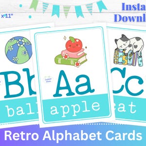 Alphabet Posters, Retro Classroom Alphabet Posters, Classroom Poster, DIY Classroom Poster, Retro Classroom Decor, Alphabet Cards