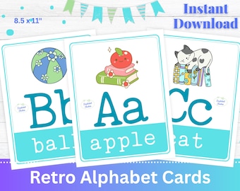Retro Klassenzimmer Alphabet Poster: ABC Wall Art zum Ausdrucken (PDF Download)