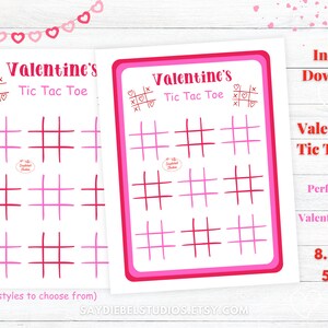 Valentine&#39;s Tic Tac Toe Game, Valentine&#39;s Party Games for Kids, Printable Valentine&#39;s Party Game, Valentine&#39;s Game, Valentine Classroom Game
