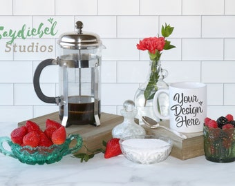 Farmhouse White Mug Mockup: Styled Stock Photo (JPEG)