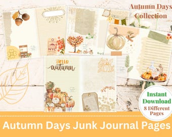 Autumn Junk Journal Pages: Printable Fall Ephemera (PDF)