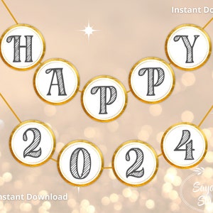 Happy New Year Printable Bundle, Happy New Year Printable DIY Decor ...