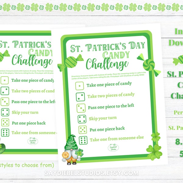 St. Patrick's Candy Dice Game: Printable Party Game (PDF)