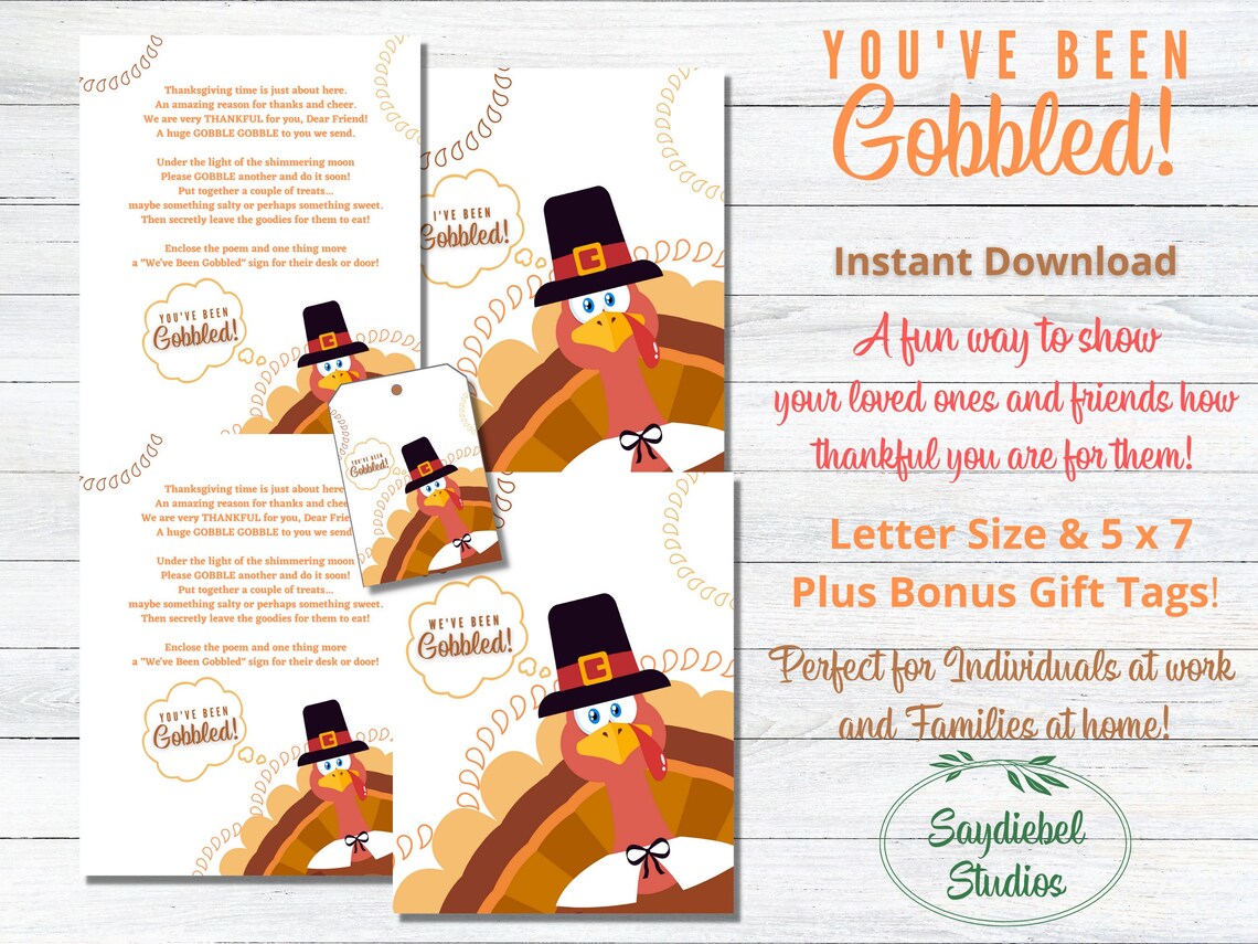 You've Been Gobbled Thanksgiving Printable, I've Been Gobbled ...