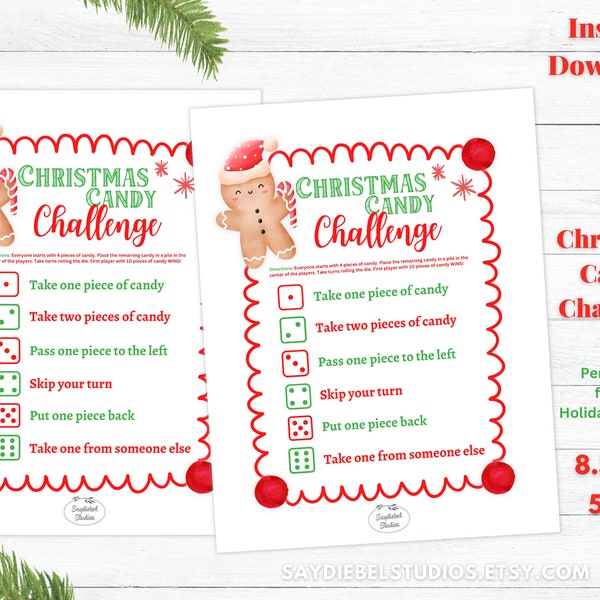 Christmas Candy Dice Game, Christmas Party Games for Kids, Printable Christmas Party Game, Christmas Games for Families, Classroom Game