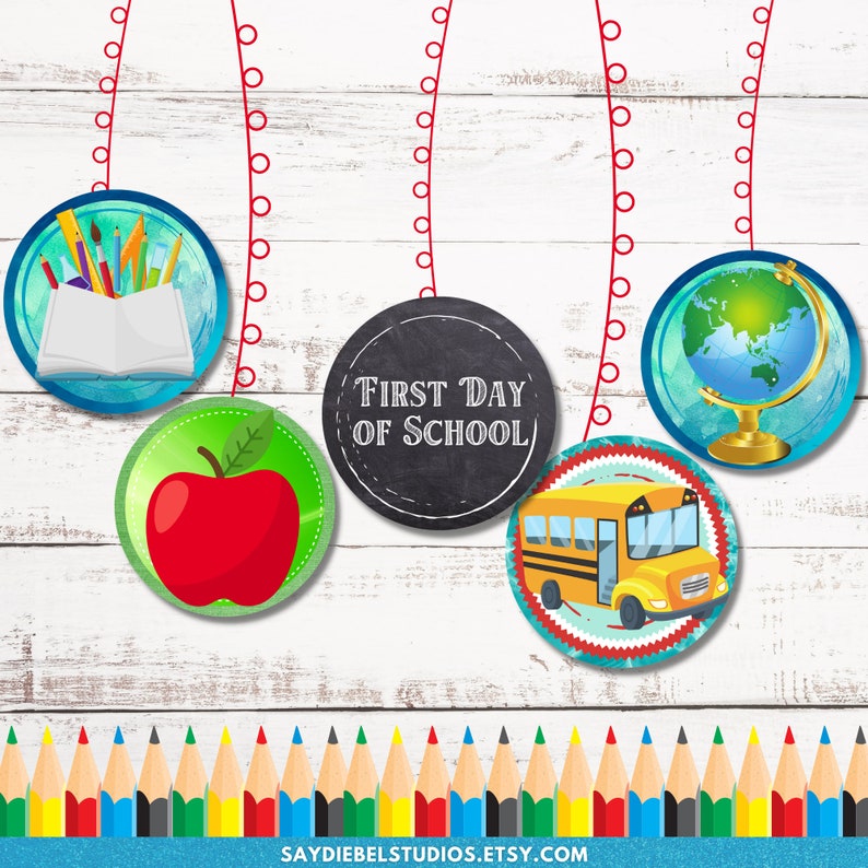First Day of School Garland Printable First Day of School Etsy