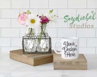 Farmhouse White Mug Mockup: Styled Stock Photography (JPEG)