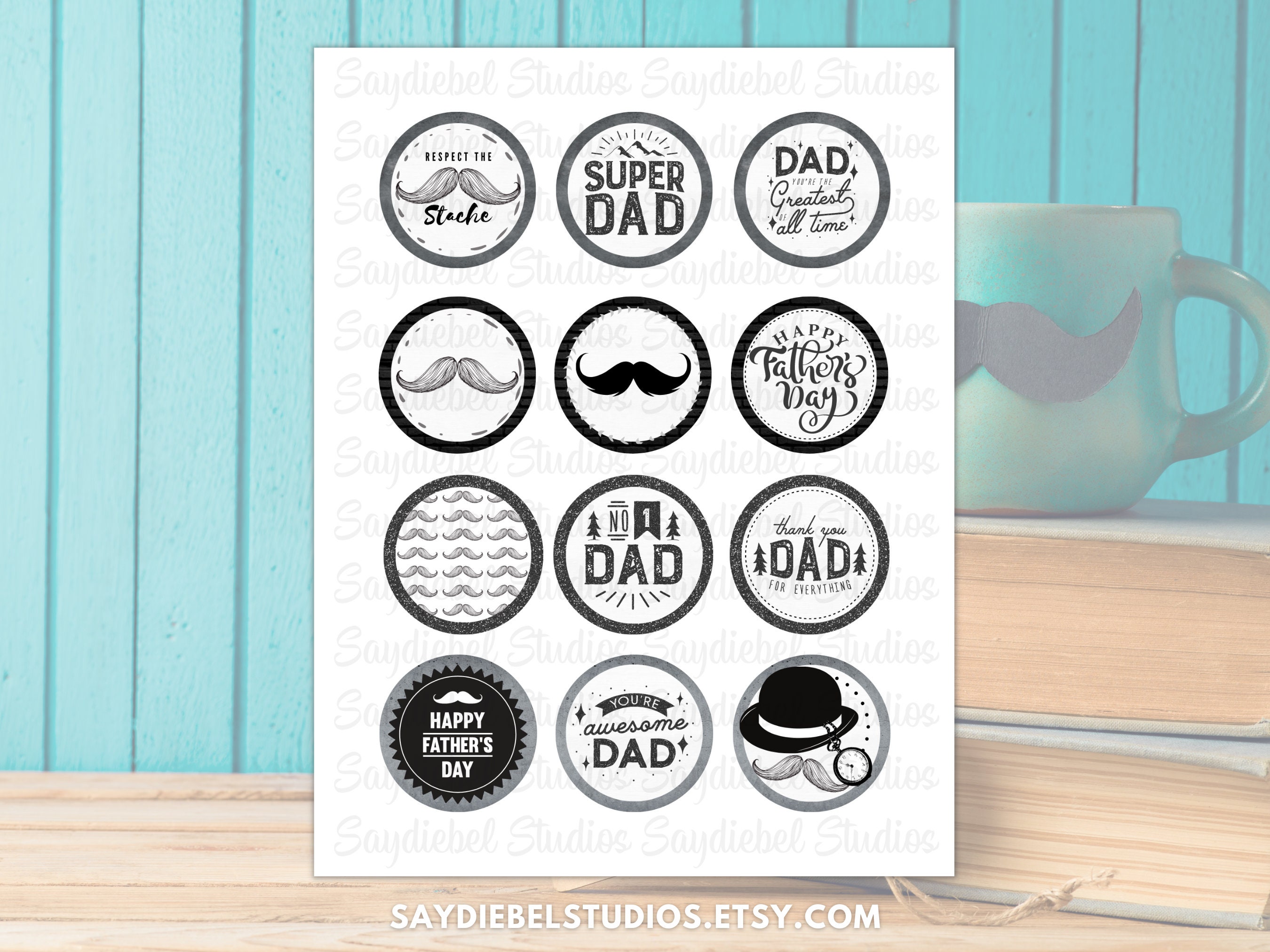 Respect the Stache Cupcake Toppers Printable Mustache Printable Cupcake ...