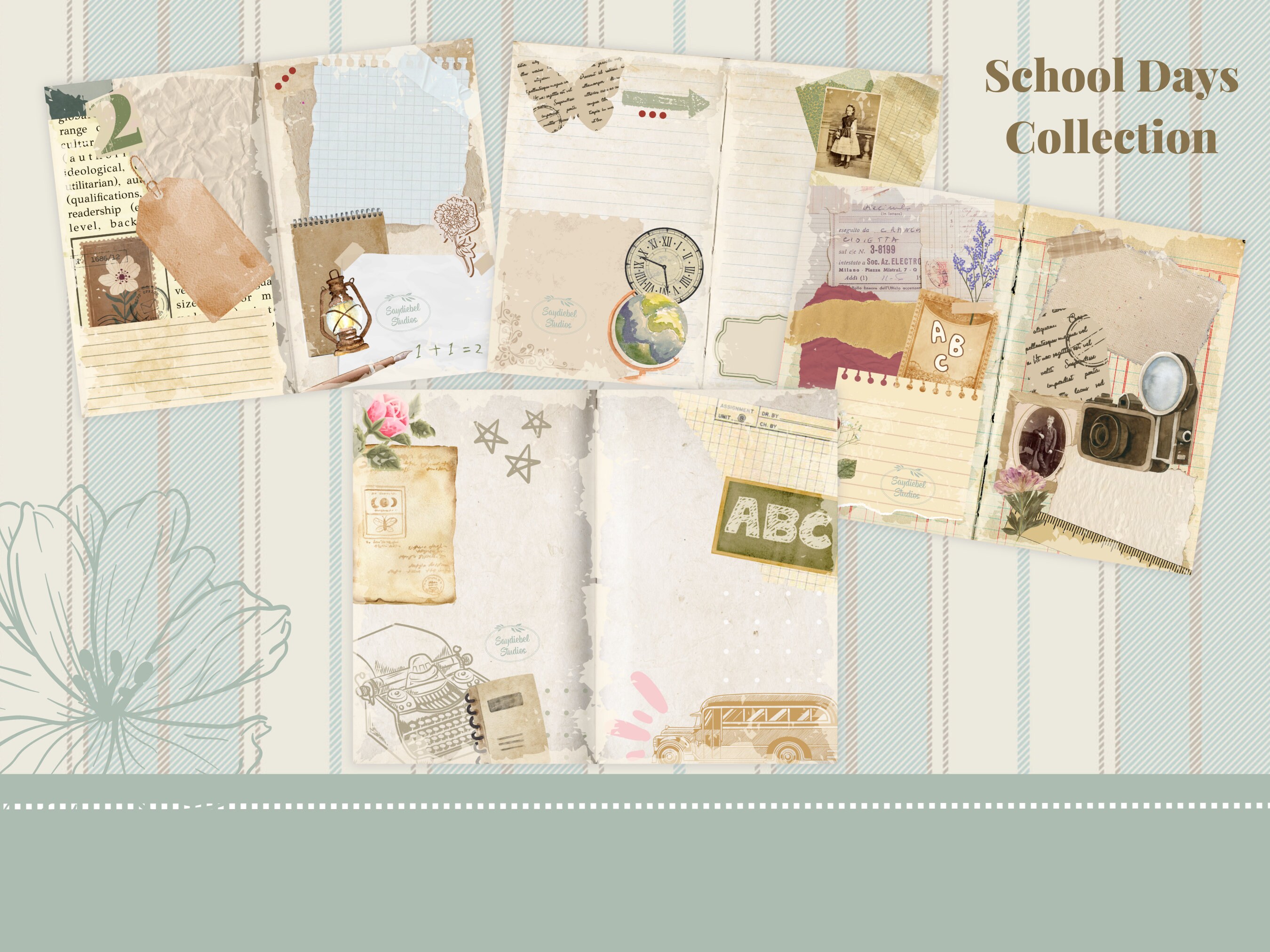 Vintage School Days Junk Journal Pages: Printable Ephemera (PDF) - Etsy