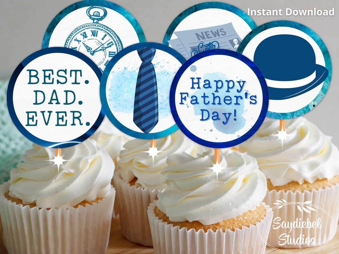 Father s Day Cupcake Toppers Printable Dad Decor PDF Etsy