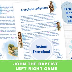 John the Baptist Left Right Game - Bible Story Pass the Gift, Printable Bible or Family Game for Church or Sunday School, Pass the Gift Game