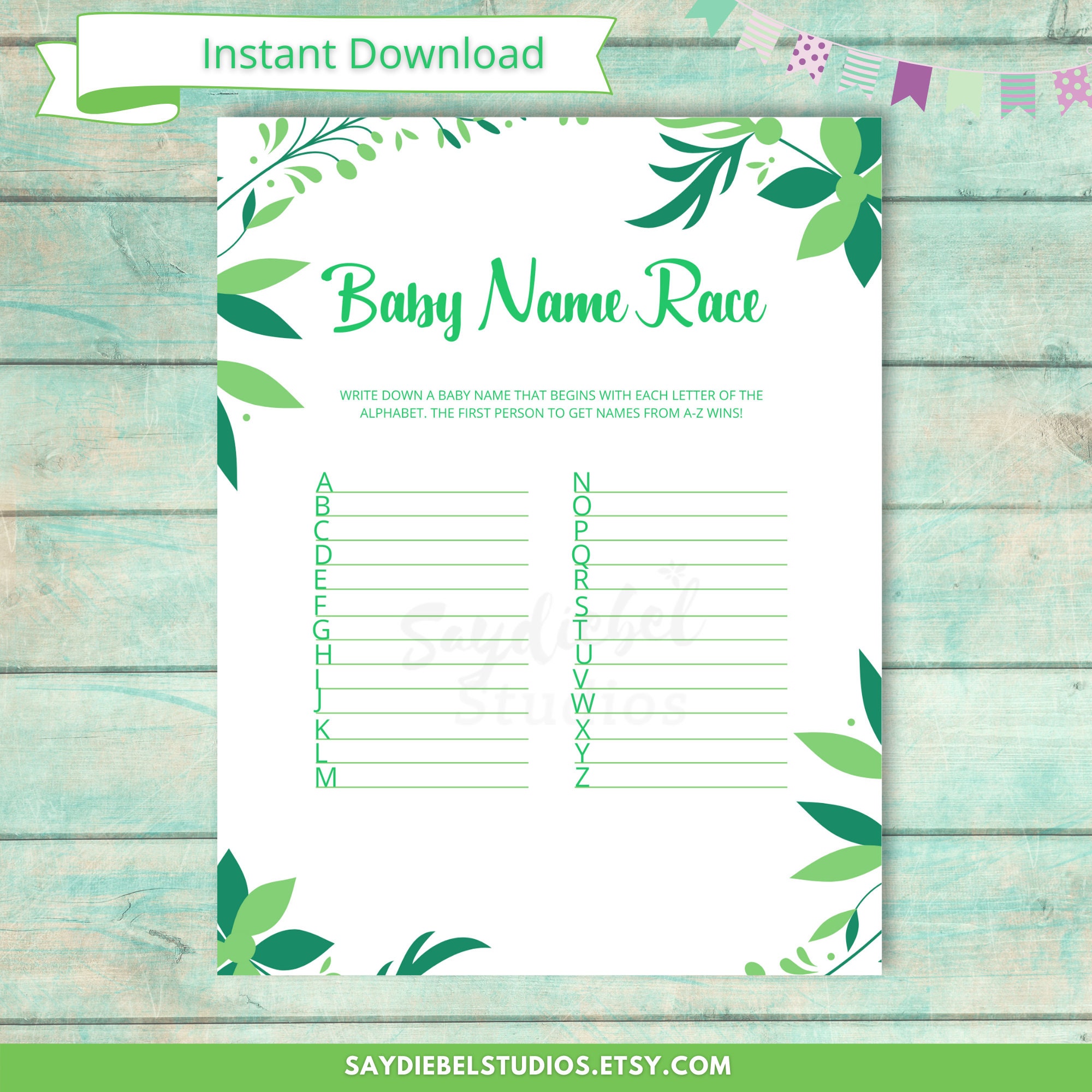 Rustic Greenery Baby Shower Bundle Printables Gender Neutral - Etsy