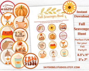 Fall Scavenger Hunt Game: Autumn Party Activity (PDF)