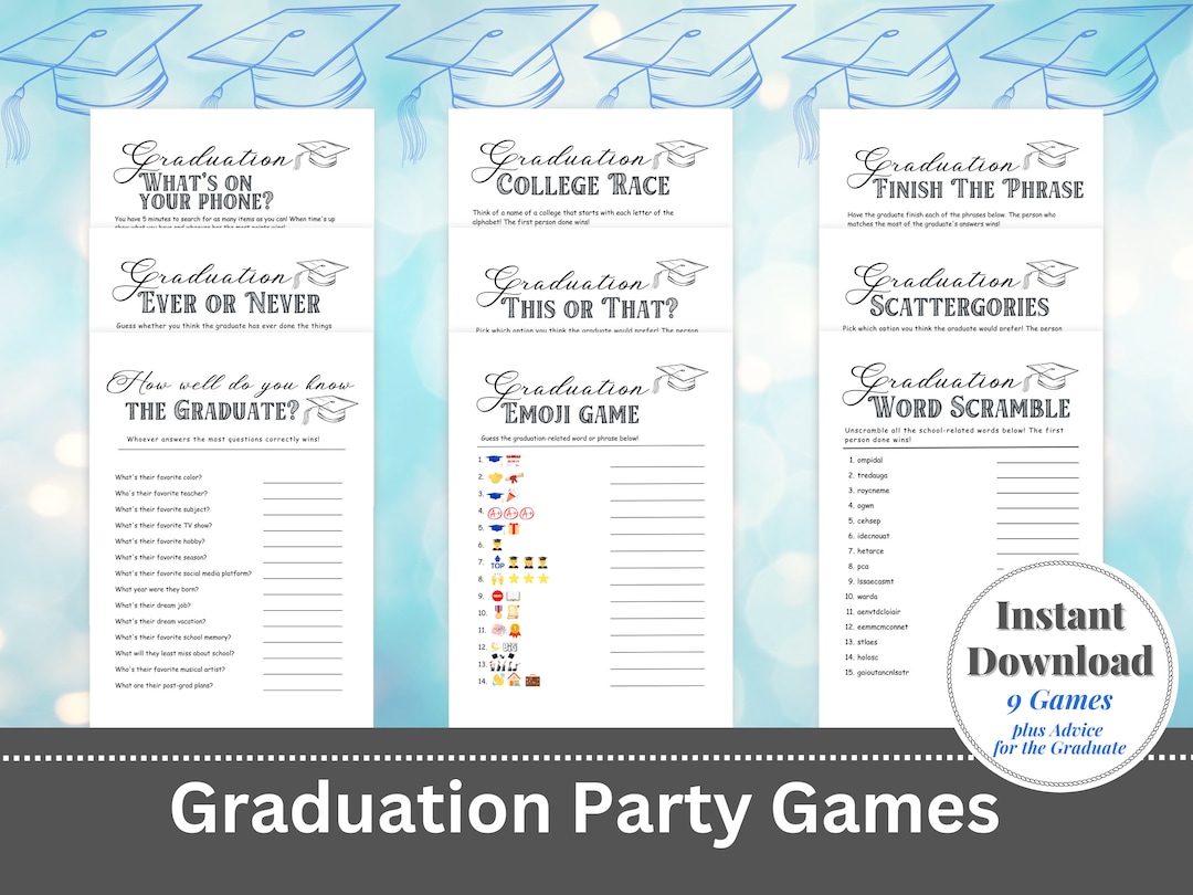 Graduation Party Games, Graduation Party Games Bundle, Printable ...