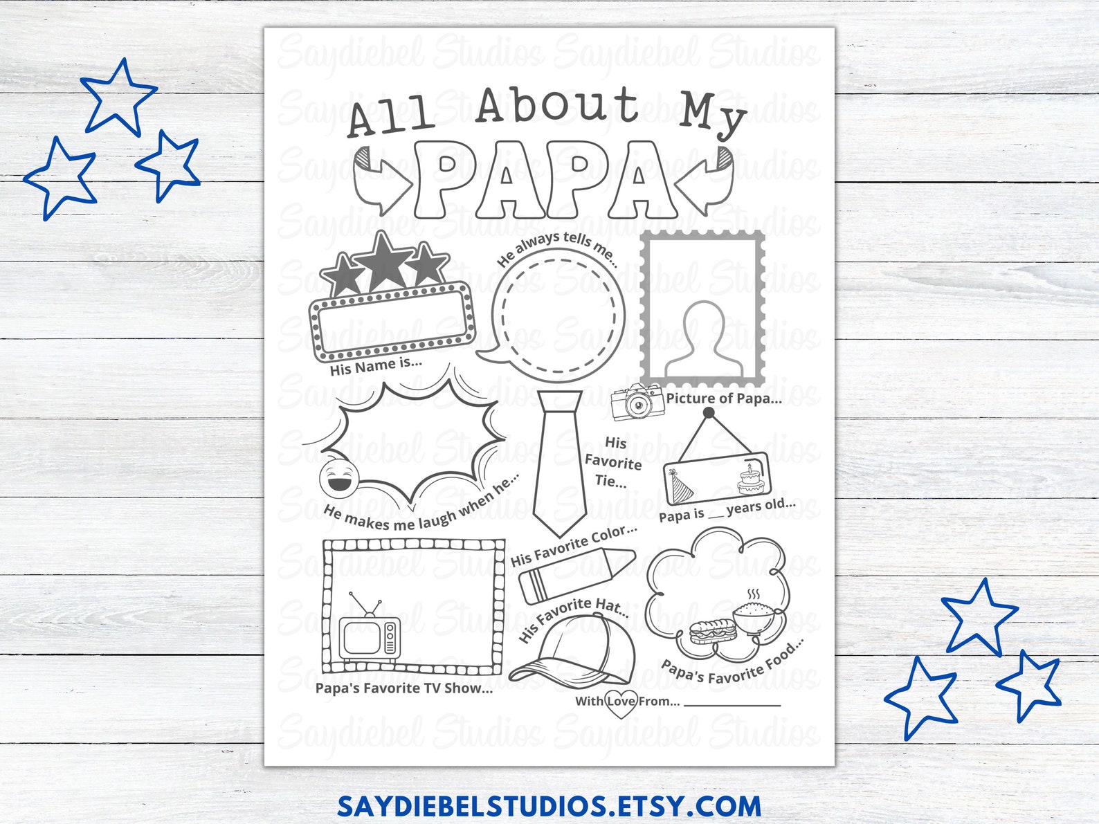 All About Dad Coloring Page Printable, DIY Father's Gift, Dad Birthday ...