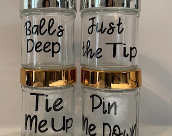 Glass Cotton Ball Jar with Silver or Gold Lid: Bathroom Decor Holder