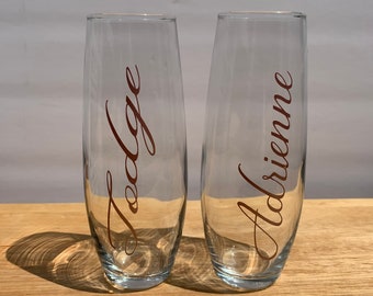 Personalized Champagne Flute Custom Name Glass 9.6oz