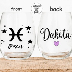 Pisces Wine Glass, Zodiac Wine Glass, Zodiac Pisces Wine Glass, Astrology Sign, Personalized Pisces glass, personalized zodiac gift, Zodiac