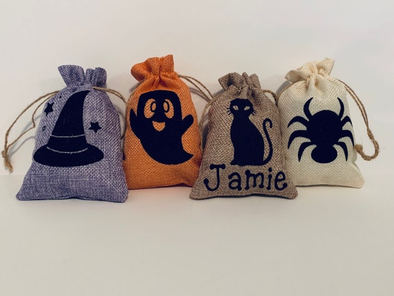 Halloween Treat Bags, Personalized Halloween Candy Bags, Party Bags, Halloween Candy Bags, Favor Bags, Trick or Treat Bags, Canvas Treat Bag