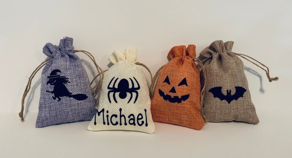 Halloween Treat Bags Personalized Halloween Candy Bags Party Bags Halloween Candy Bags Favor Bags Trick or Treat Bags Canvas Treat Bag