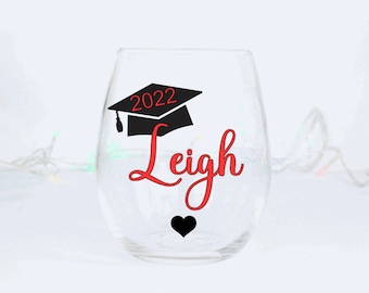 Personalized Graduation Wine Glass Class of Gift
