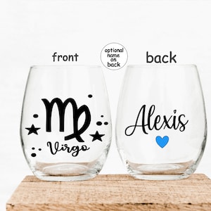 Virgo Wine Glass, Zodiac Wine Glass, Zodiac Virgo Wine Glass, Astrology Sign, Personalized Virgo glass, Personalized zodiac gift, Zodiac