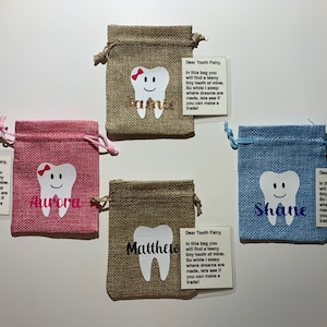 Tooth Fairy Bags, Personalized Tooth Fairy Pouch, Child's Tooth Fairy Bag, Tooth Bag, Tooth Fairy, Gift for Kid, Tooth Fairy Keepsake