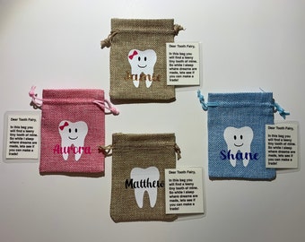 Tooth Fairy Bags, Personalized Tooth Fairy Pouch, Child's Tooth Fairy Bag, Tooth Bag, Tooth Fairy, Gift for Kid, Tooth Fairy Keepsake