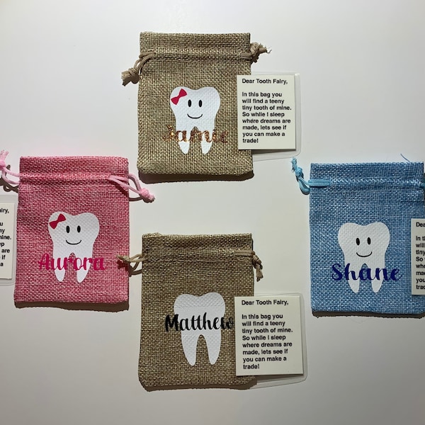 Tooth Fairy Bags, Personalized Tooth Fairy Pouch, Child's Tooth Fairy Bag, Tooth Bag, Tooth Fairy, Gift for Kid, Tooth Fairy Keepsake