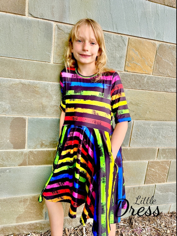 Black dress with rainbow stripe hot sale