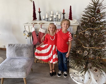 Candy Cane Matching Sibling Shirt, buttery soft, matching set, brother shirt, Christmas shirt, red, boys shirt, t shirt, holiday, winter