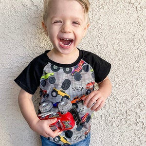 Monster Truck Shirt, boys shirt, girls, unisex, truck, monster, grey, gray, rainbow, buttery soft