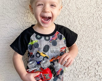 Monster Truck Shirt, boys shirt, girls, unisex, truck, monster, grey, gray, rainbow, buttery soft