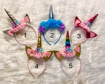 Kids unicorn Headband, hair accessories, rainbow, blue, pink, hairband, flowers, kids accessories, unicorn lover