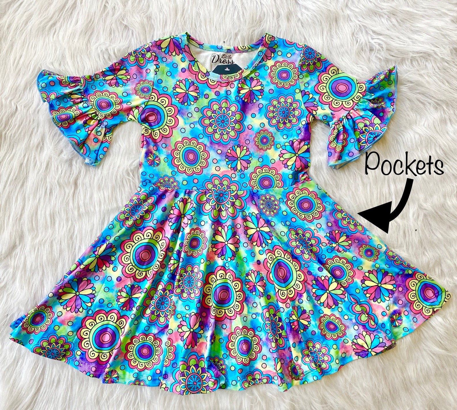 Rainbows and Flowers Twirly Dress