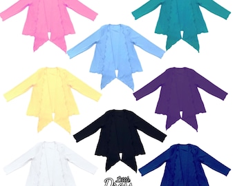 Cardigans, spring, coverup, girls, toddler, black, yellow, pink, teal, navy, white, soft, stretchy, pockets