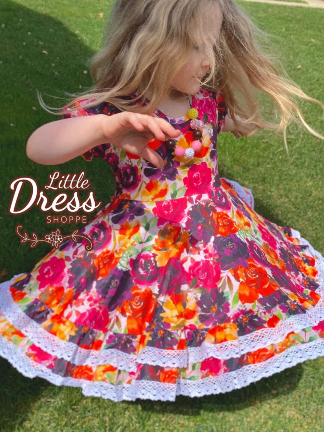 Ollie Jay Puff Twirl Dress- Soft Floral main image 1