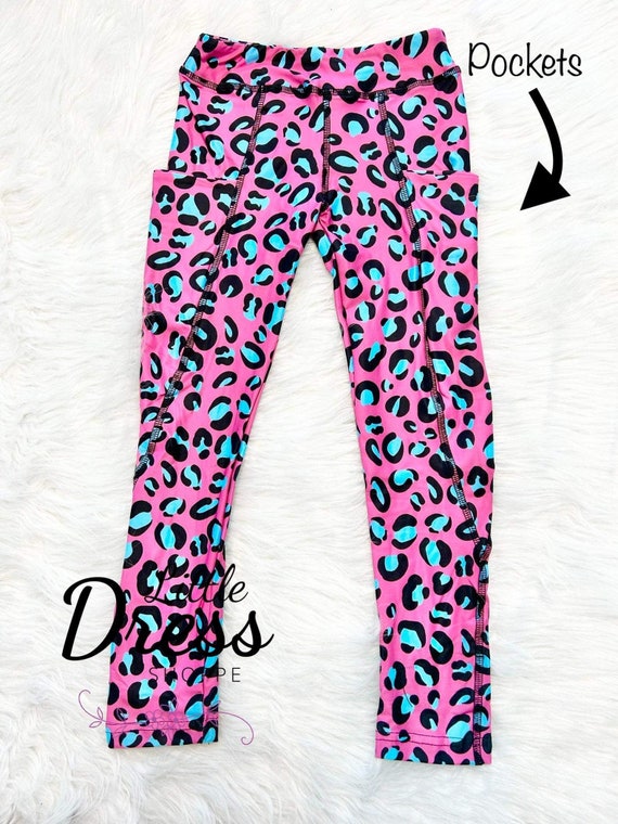 Pink and Blue Leopard Leggings, Pockets, Pink, Teal, Animal Print, Kids,  Toddler, Girls, Soft, Pants, Pants Set -  Canada