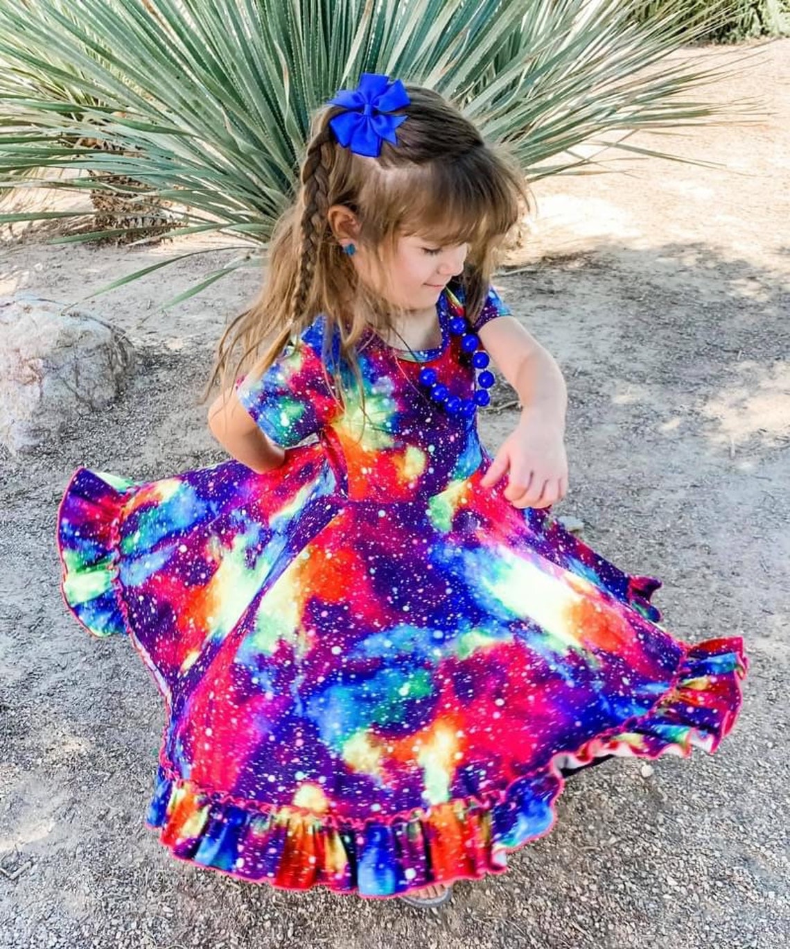 Galaxy Dress Twirly Dress Rainbow Dress Cap Sleeve Buttery Etsy