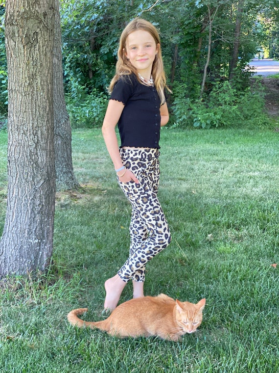 Leopard Print Leggings, Pockets, Buttery Soft, Animal Print, Girls