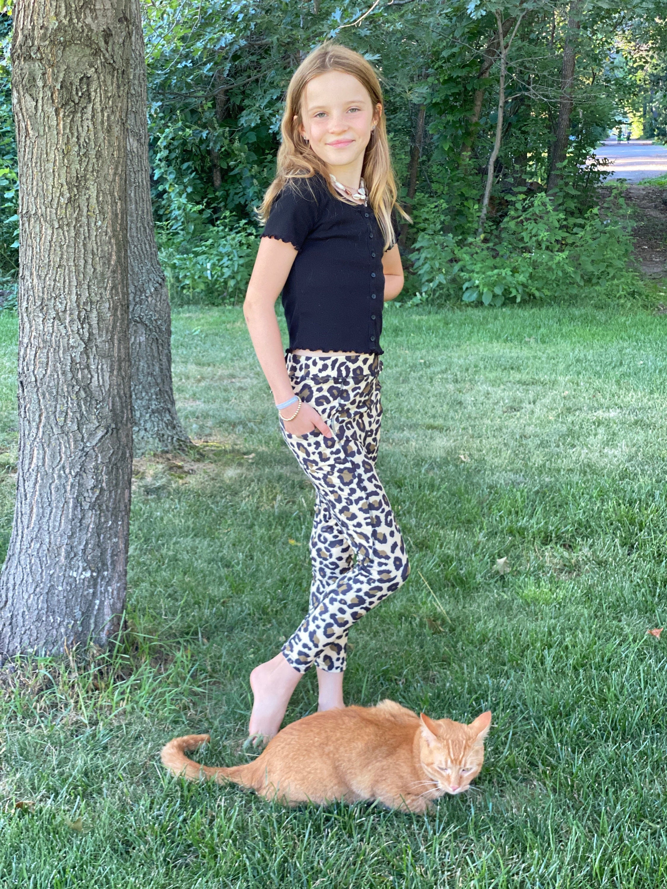 Black Leopard Leggings Jaguar Animal Leggings, Leopard Print